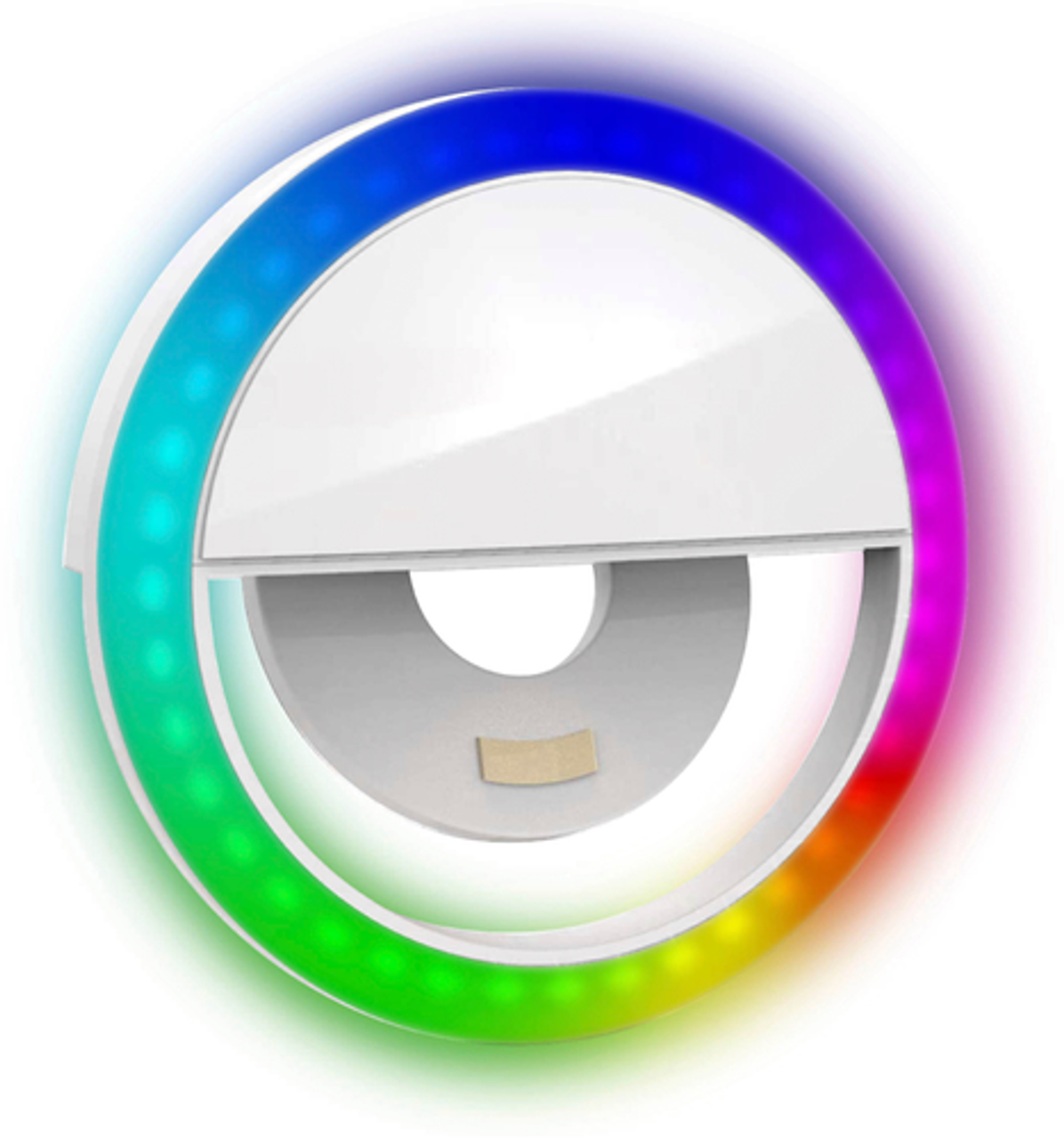 Bower Clip-on LED Selfie Light with Built-in Rechargeable Battery and Multicolor Lighting Effects - White