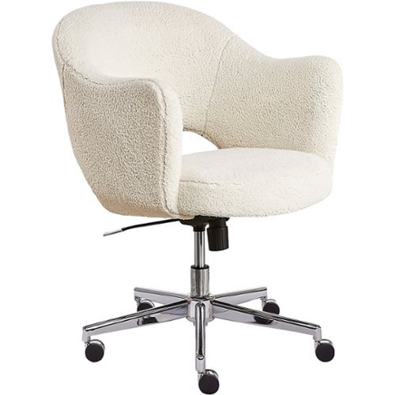 Serta - Valetta Mid-Century Modern Faux Shearling Wool Home Office Chair - Cream