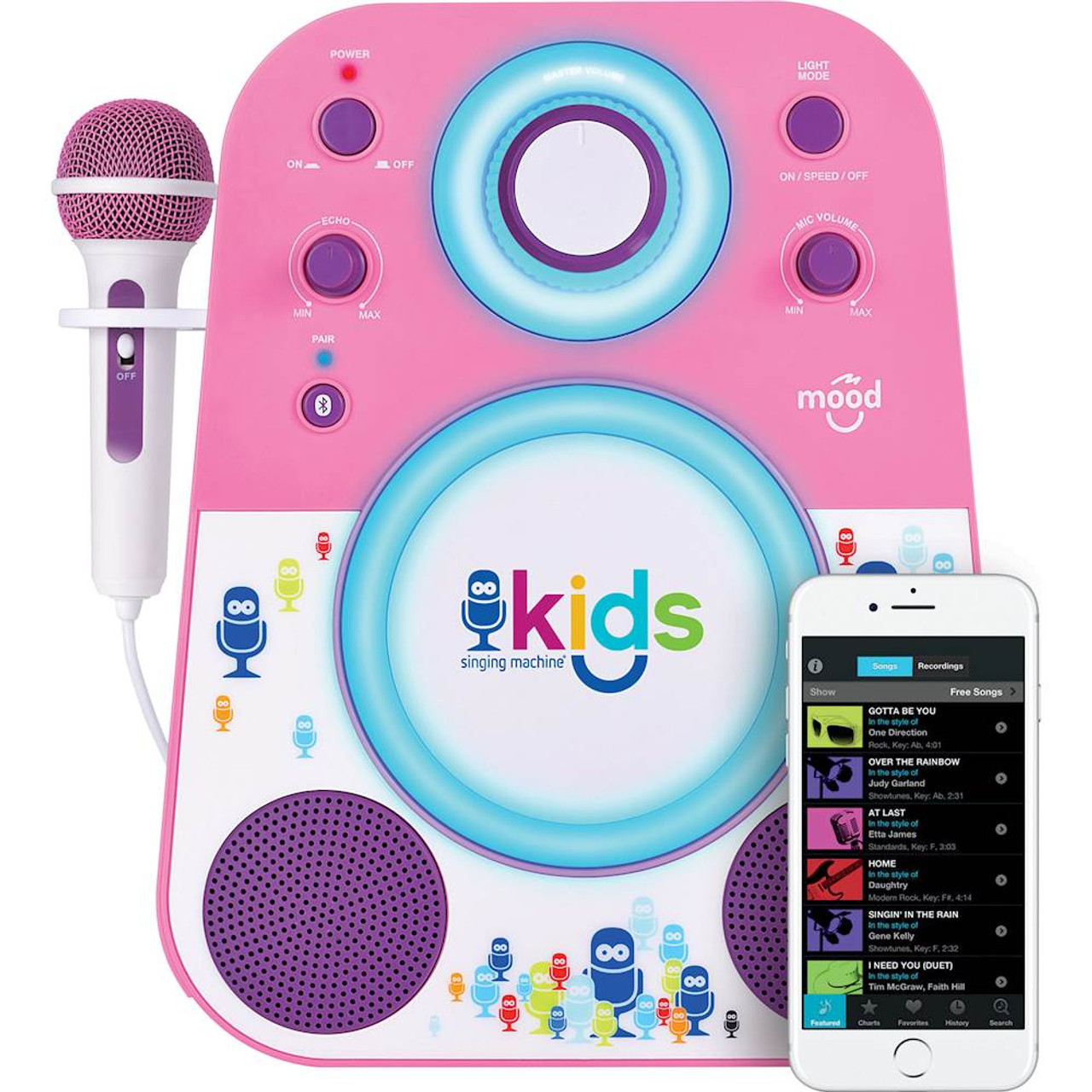 Singing Machine - Kids Mood Bluetooth Karaoke System - Pink/Purple