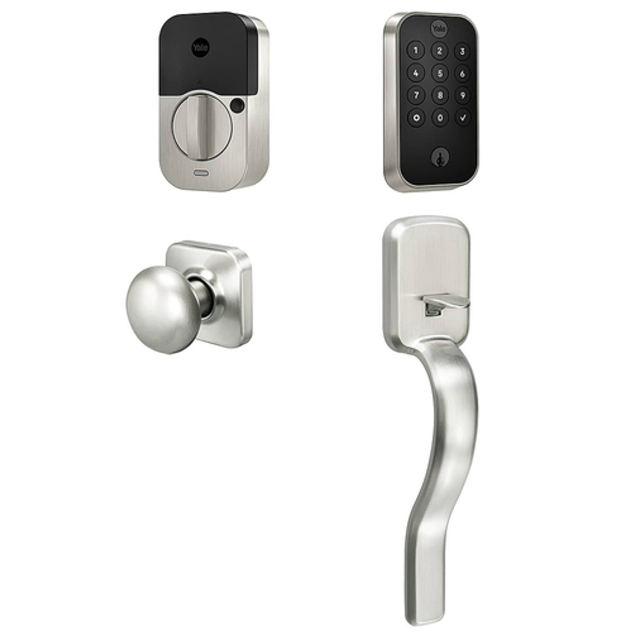 Yale - Assure 2 Ridgefield Handle Smart Lock Wi-Fi Replacement Deadbolt with Keypad and App Access - Satin Nickel