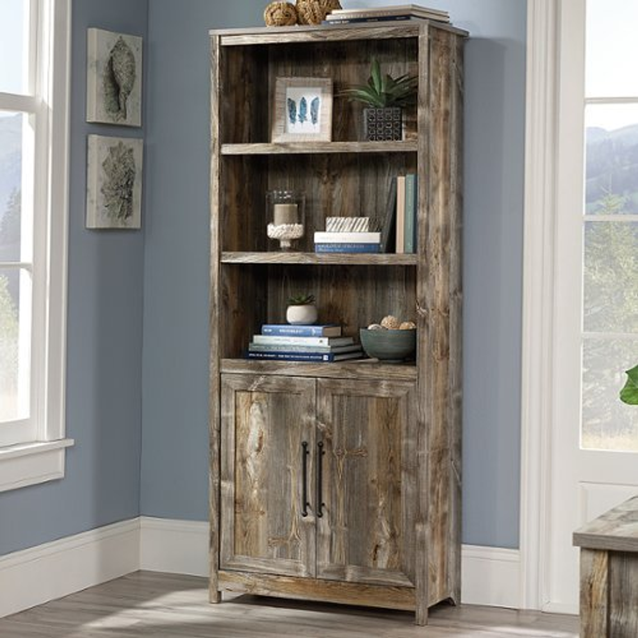 Sauder - Granite Trace Library With Doors Rc - Rustic Cedar®