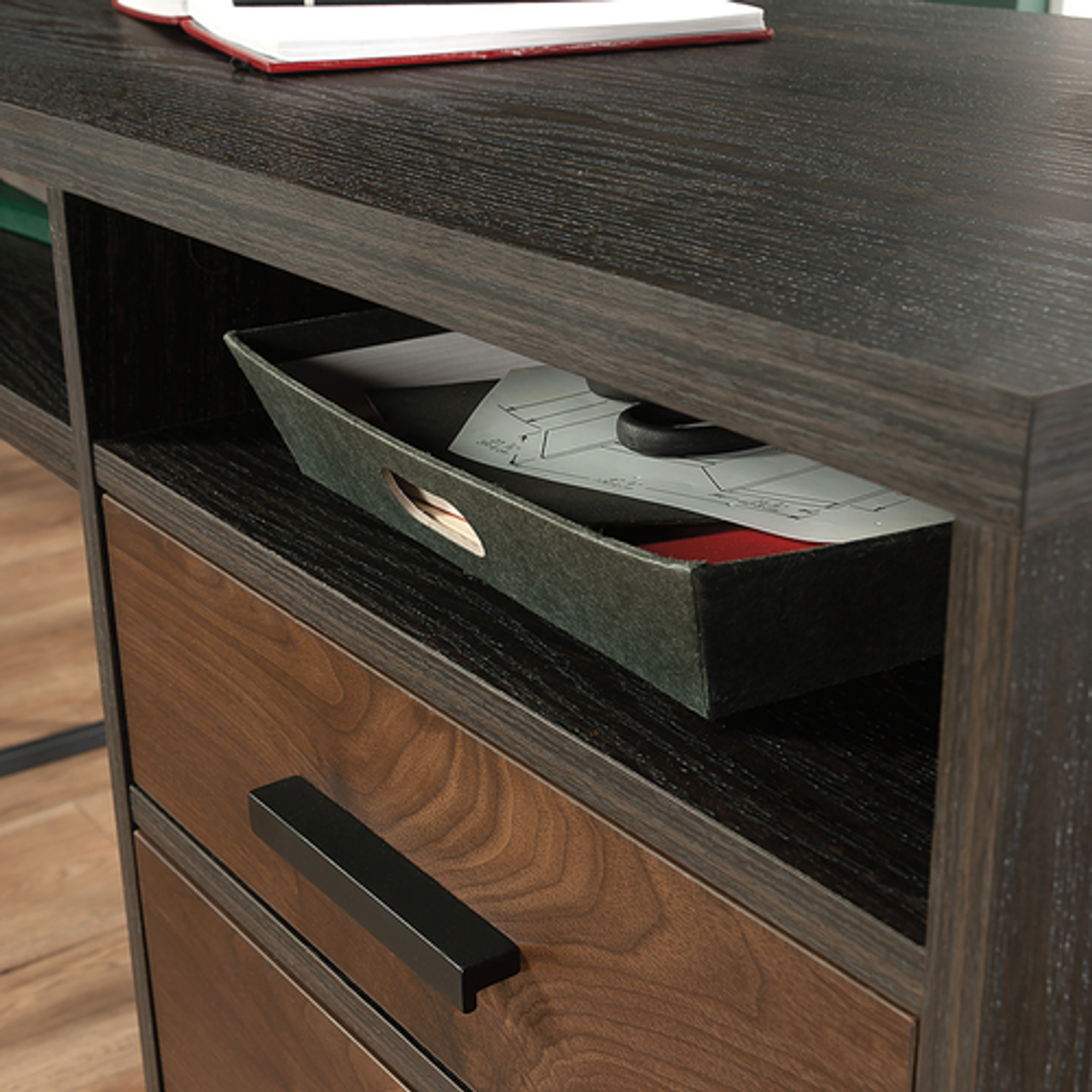 Sauder - Canton Lane L Desk Gw - SGS Laminate Grand Walnut