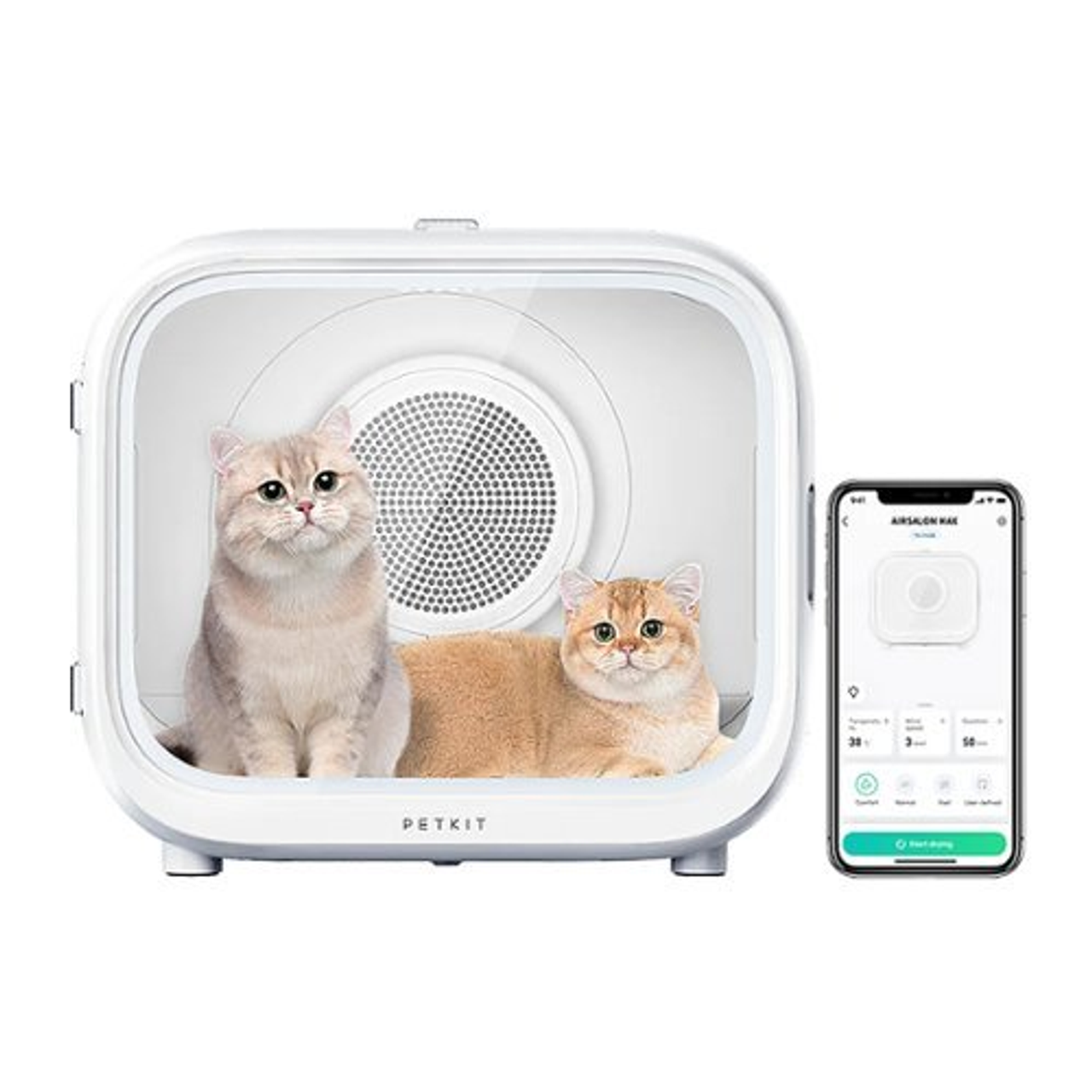 Petkit - AIRSALON MAX PRO Automatic Pet Hair Drying Box for Cats and Dogs with Smart Temp Control via App and Touch Panel - White