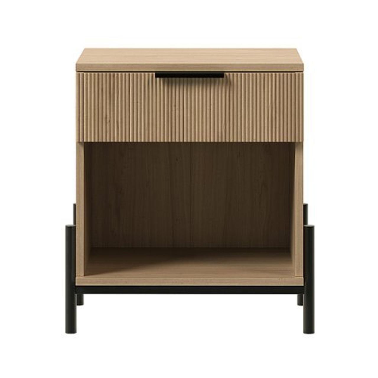 Walker Edison - Modern Reeded-Front 1-Drawer Nightstand - Coastal Oak