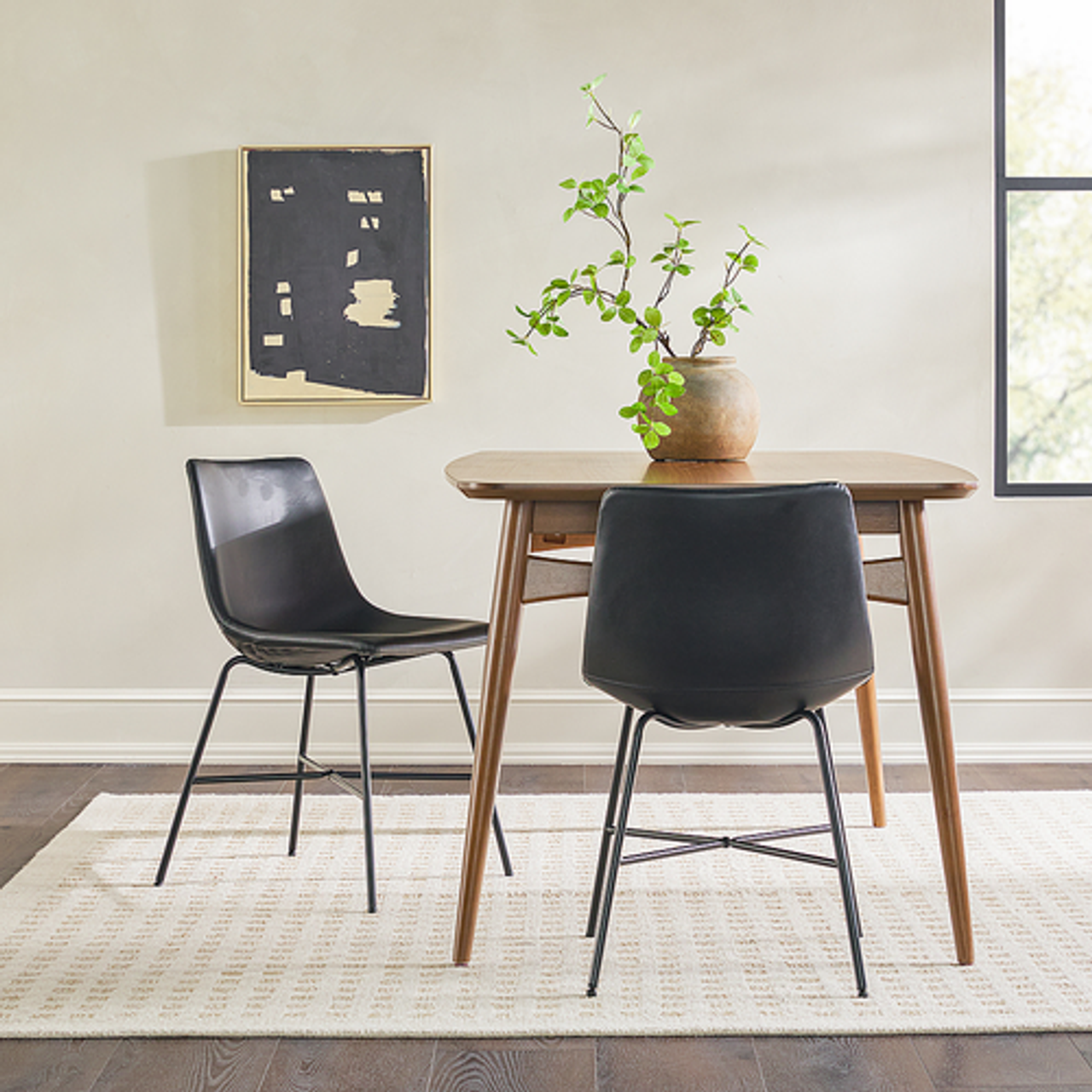Walker Edison - Dining Chair with Metal X Base (2-Piece Set) - Black