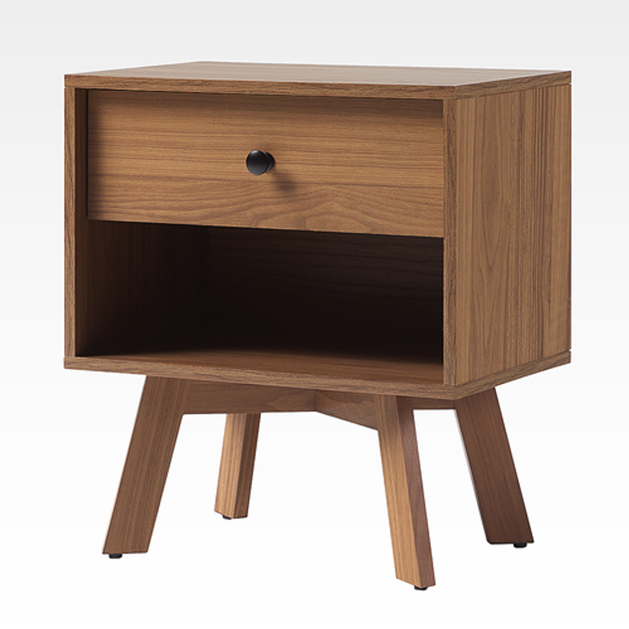 Walker Edison - Mid-Century Modern 1-Drawer Angle-Leg Nightstand - Mocha