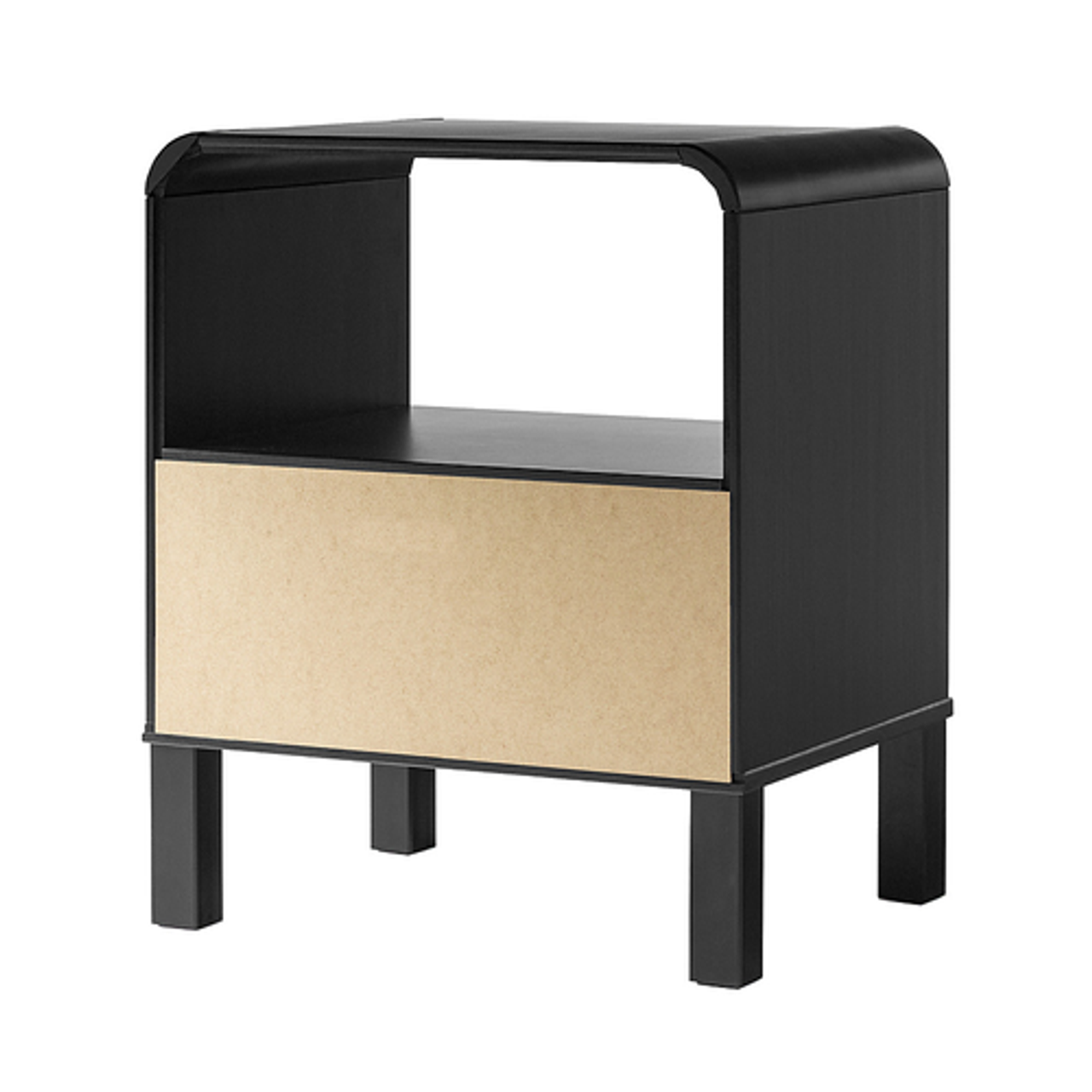 Walker Edison - Modern Curved-Frame 1-Drawer Solid Wood Nightstand - Black