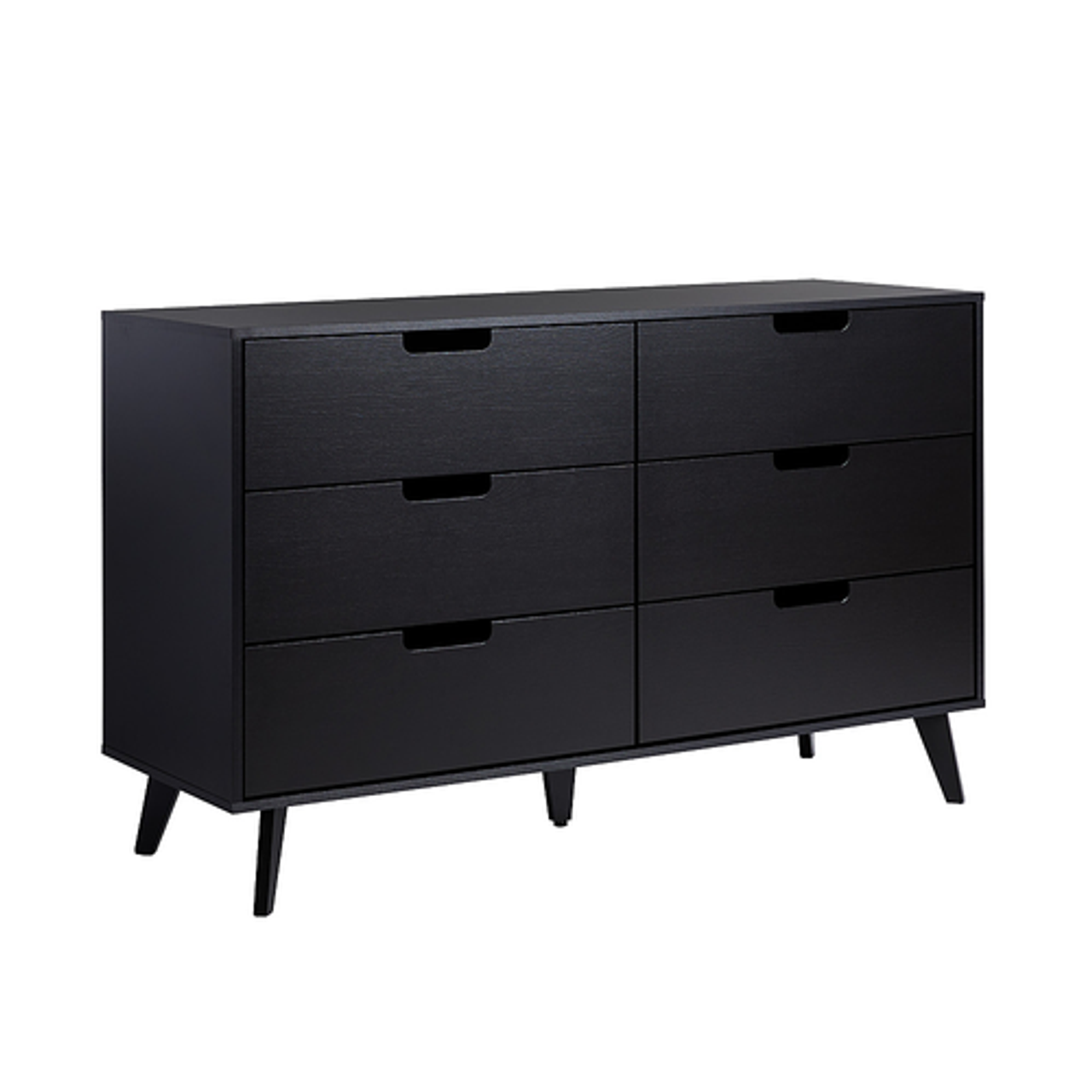 Walker Edison - Simple Dresser with Six Cut Out Handles - Black