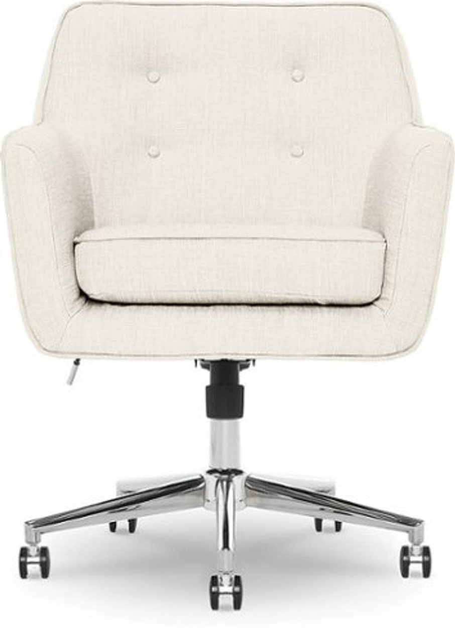 Serta - Ashland Memory Foam & Twill Fabric Home Office Chair - Ivory