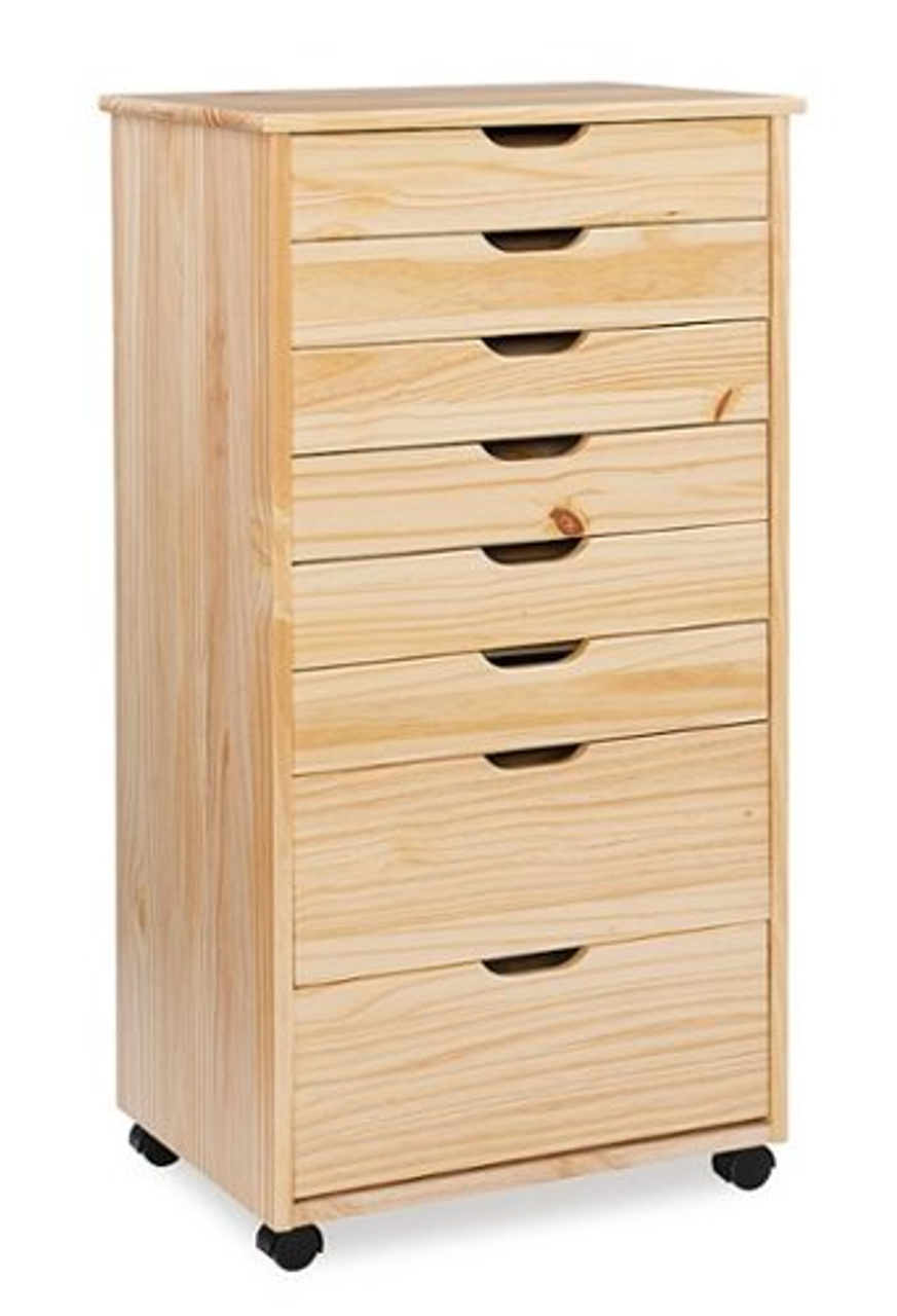 Linon Home Décor - Monte Eight-Drawer Rolling Storage Cart - Natural