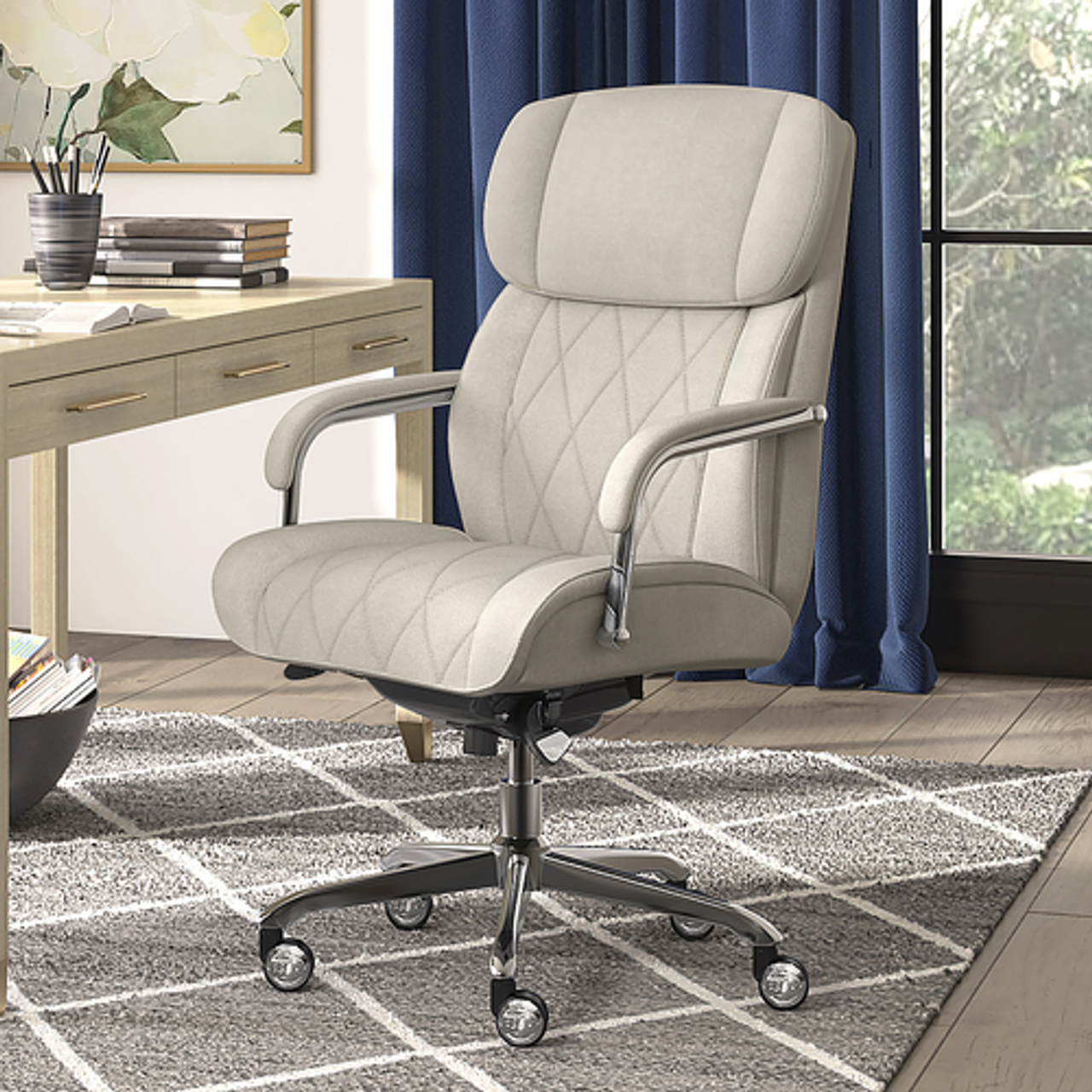 La-Z-Boy - Sutherland Fabric Office Chair - Cream