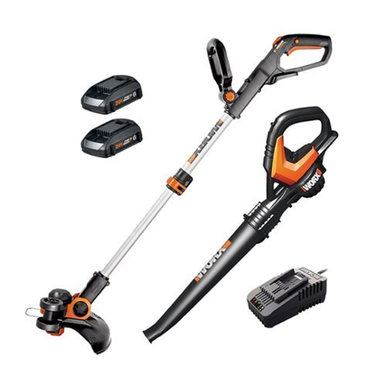 WORX - 20V Cordless String Trimmer and Air Blower Combo Kit (Batteries & Charger Included) - Black