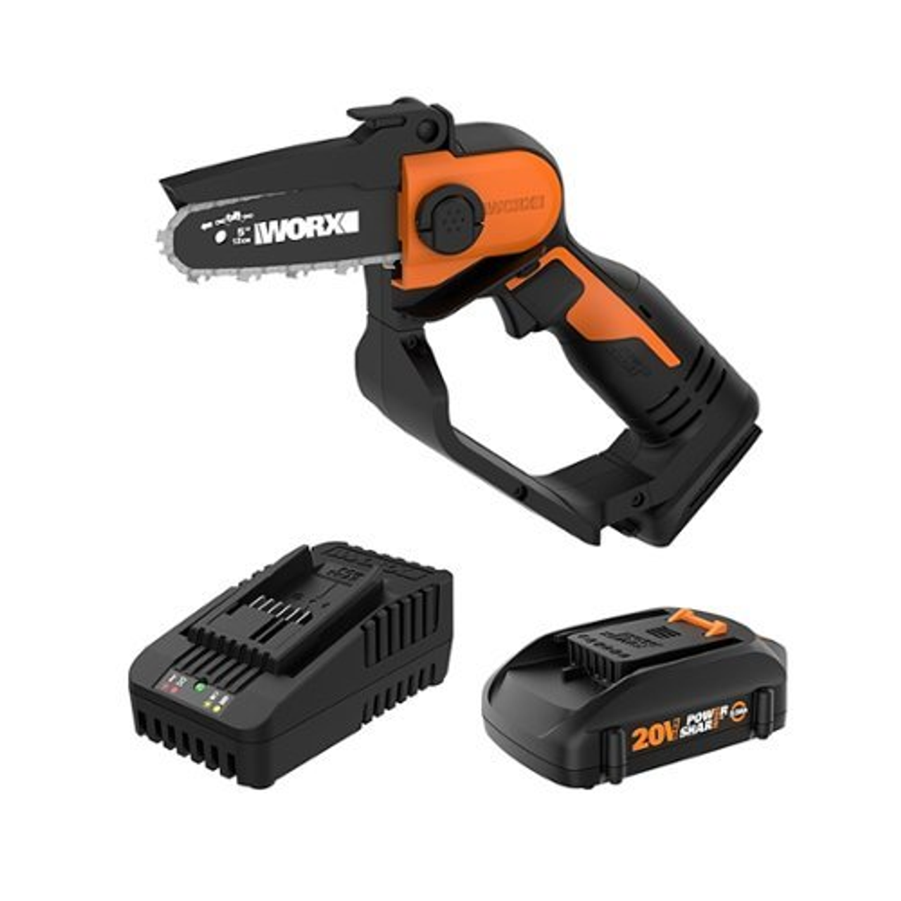 Worx WG324 20V Power Share 5" Cordless Pruning Saw (Battery and Charger Included) - Black