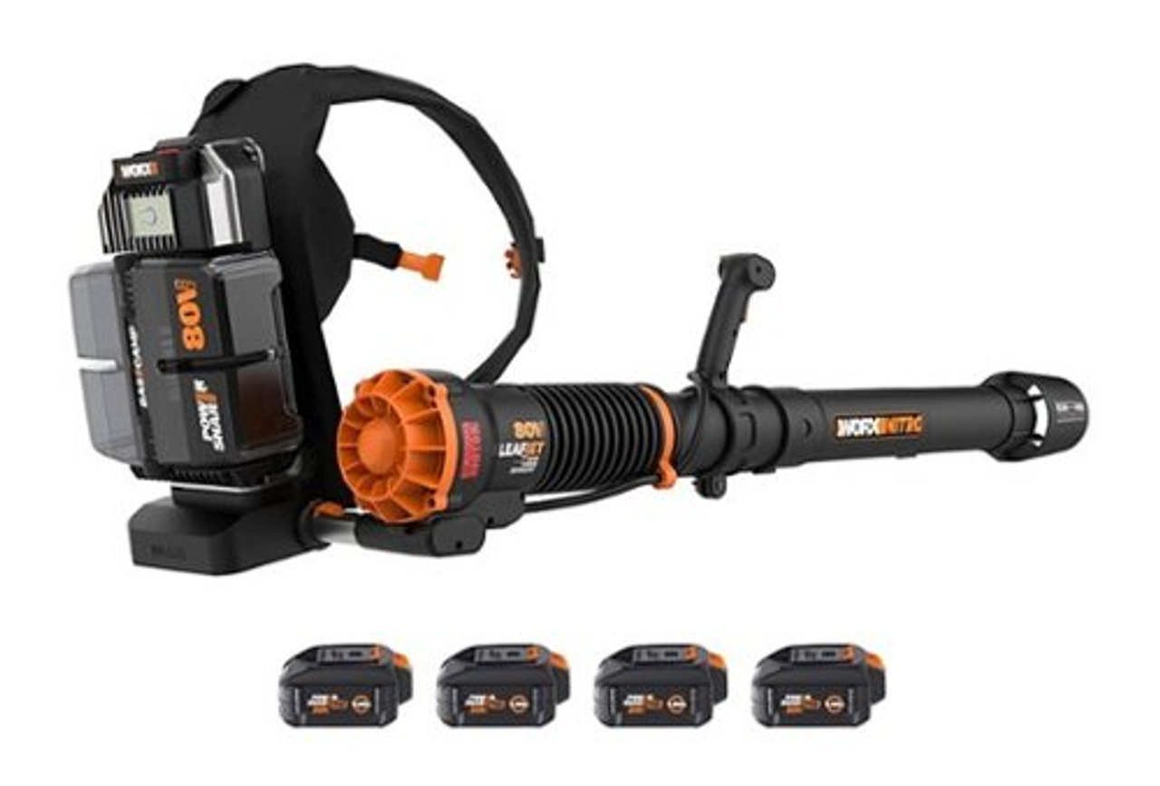 WORX - 80V LEAFJET Cordless Backpack Leaf Blower with Brushless Motor, Variable Speed (Batteries & Charger Included) - Black