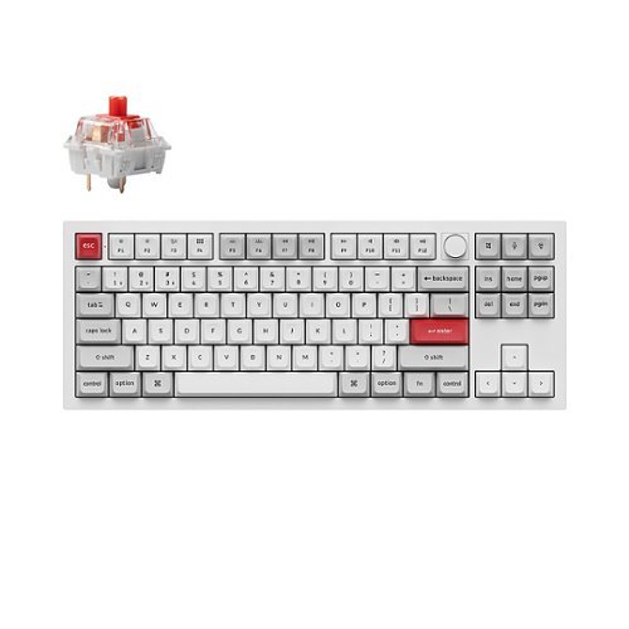 Keychron - Q3 Pro Red Switch Mechanical Keyboard Mac or PC - Silver Grey