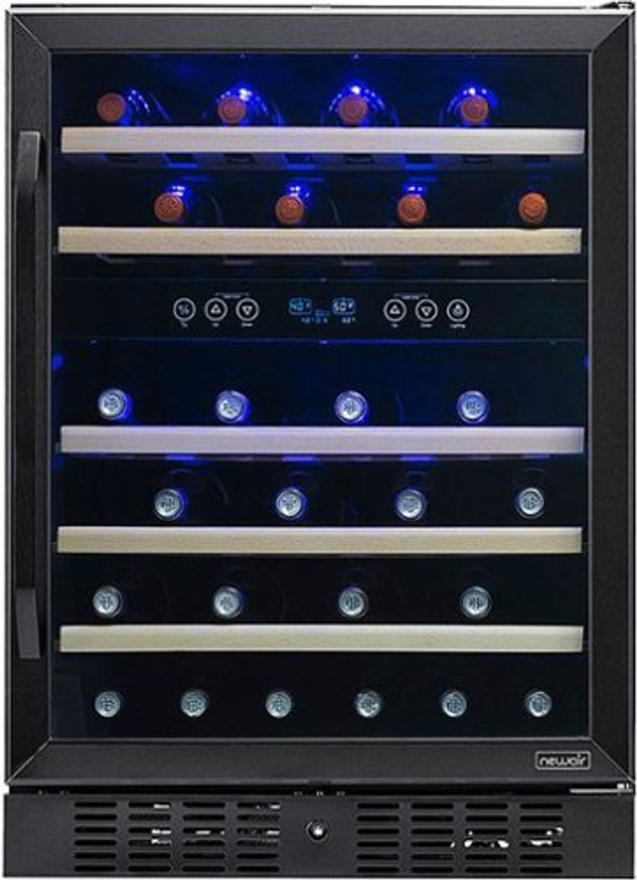 NewAir - 24” Built-in 46 Bottle Factory Refurbished Dual Zone Compressor Wine Fridge in Black - Black