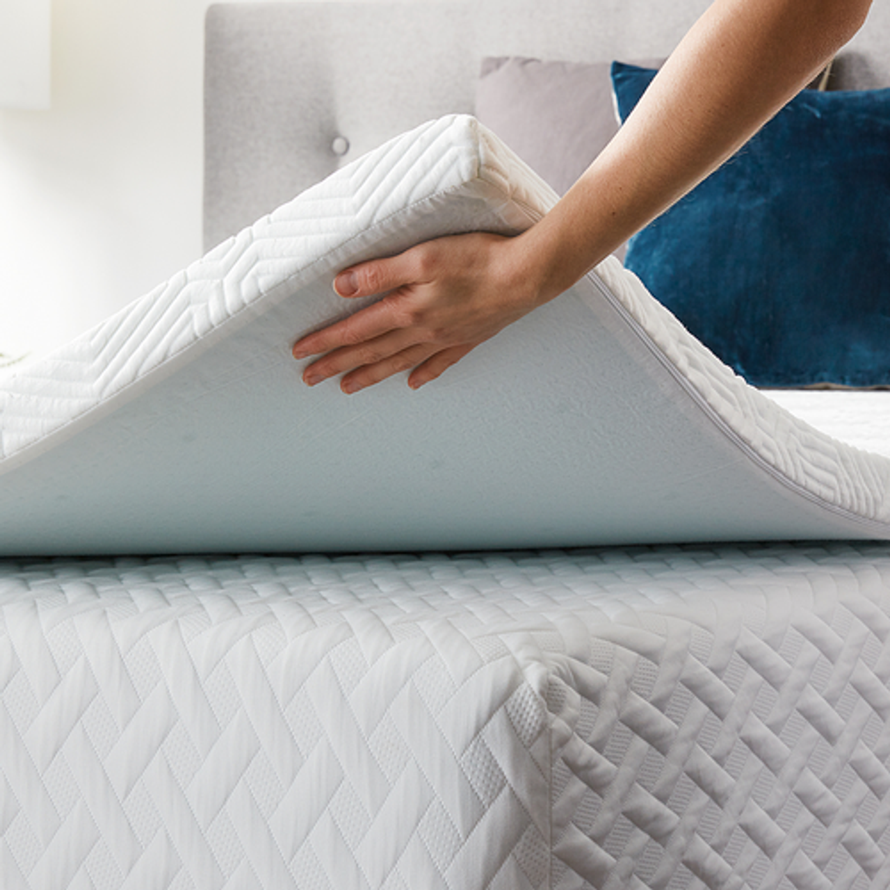 Lucid Comfort Collection 2" Gel Memory Foam Topper, Full - Blue