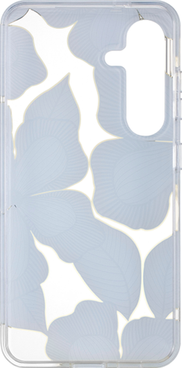 Insignia™ - Hard-Shell Case for Samsung Galaxy S24 - Blue Flower (Clear)