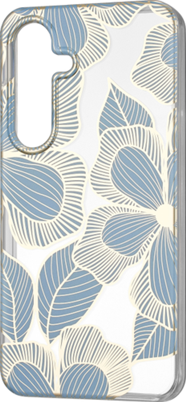 Insignia™ - Hard-Shell Case for Samsung Galaxy S24 - Blue Flower (Clear)