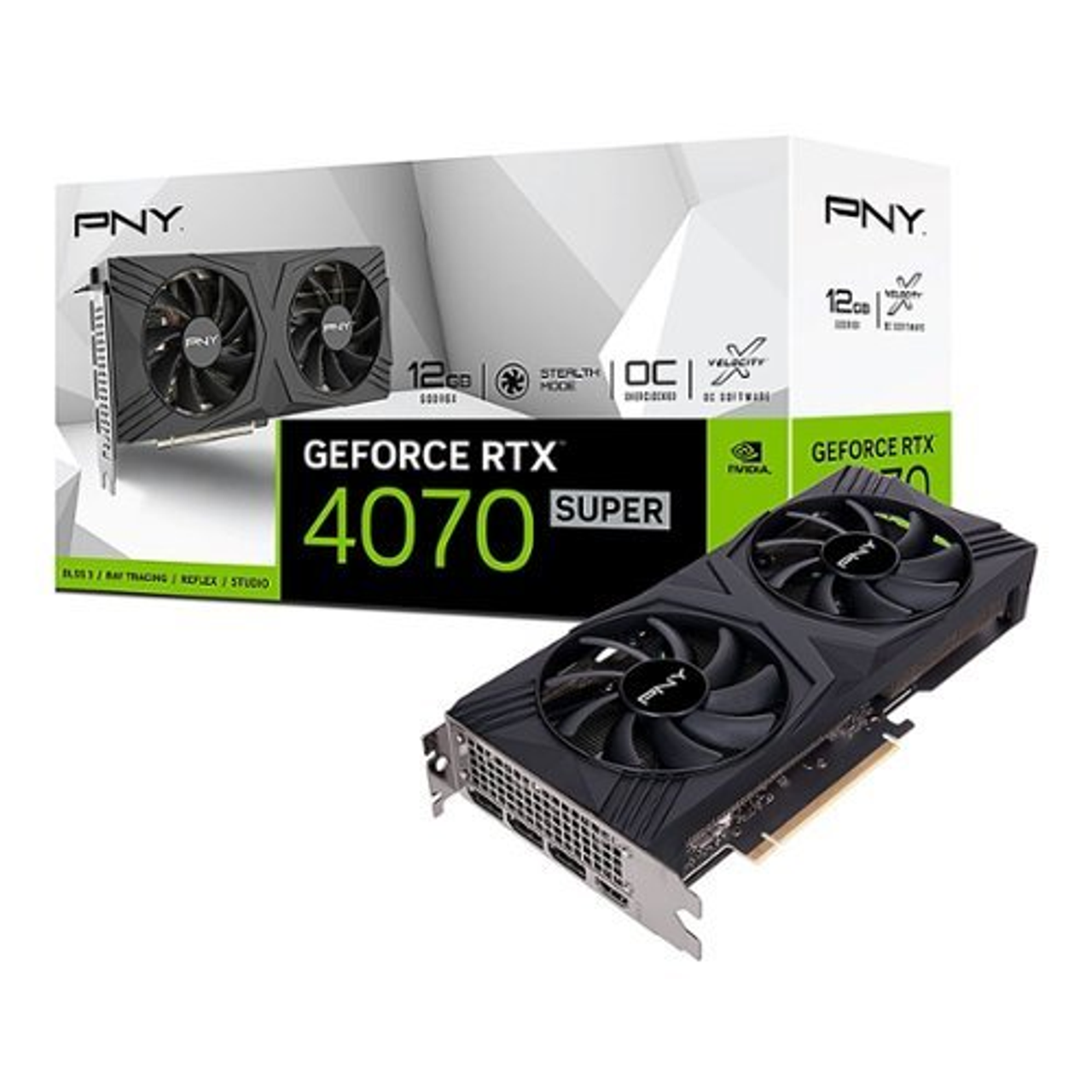 PNY - GeForce RTX 4070 SUPER 12GB GDDR6X PCI Express 4.0  Graphics Card with Dual Fan - Black