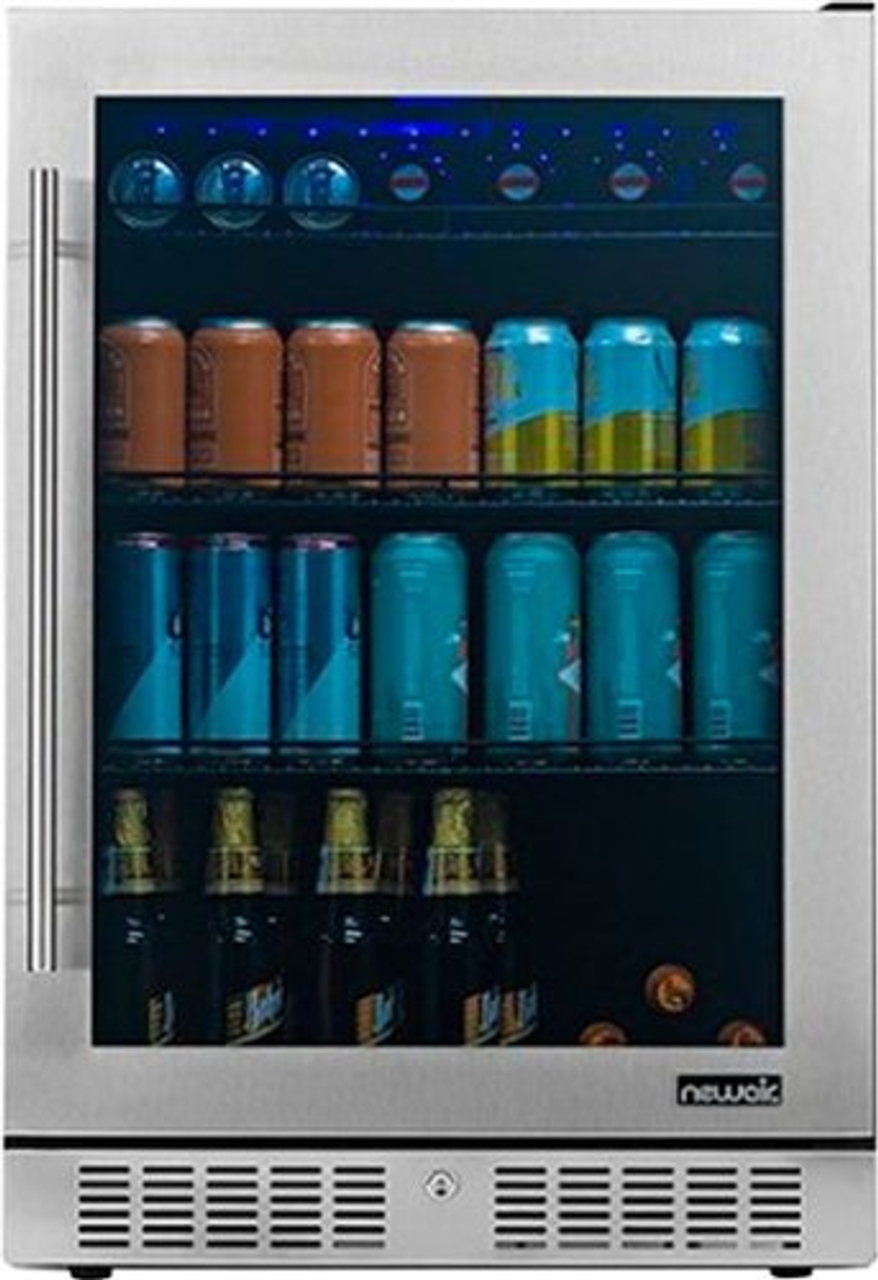 NewAir - 224-Can Factory Refurbished Built-In Beverage Cooler with Color Changing LED Lights and Seamless Stainless Steel Door - Stainless Steel