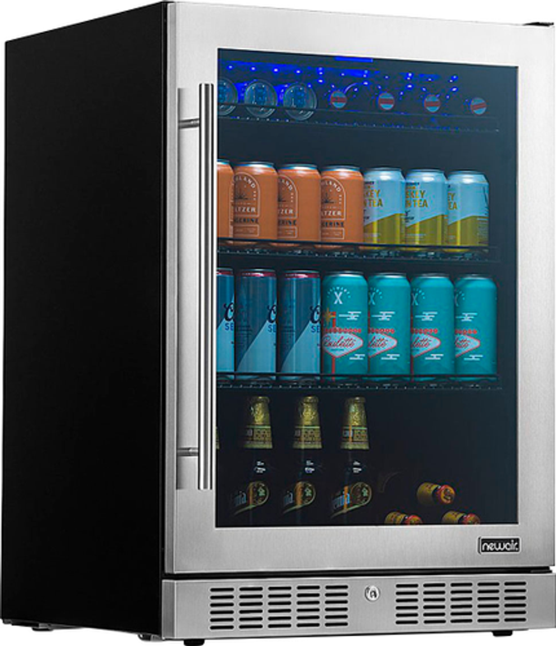 NewAir - 224-Can Factory Refurbished Built-In Beverage Cooler with Color Changing LED Lights and Seamless Stainless Steel Door - Stainless Steel