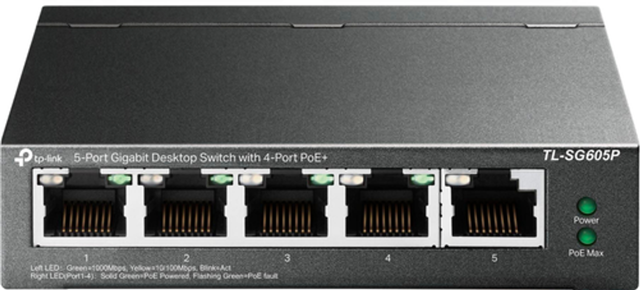 TP-Link - 5-Port Gigabit Desktop PoE+ Switch - Black