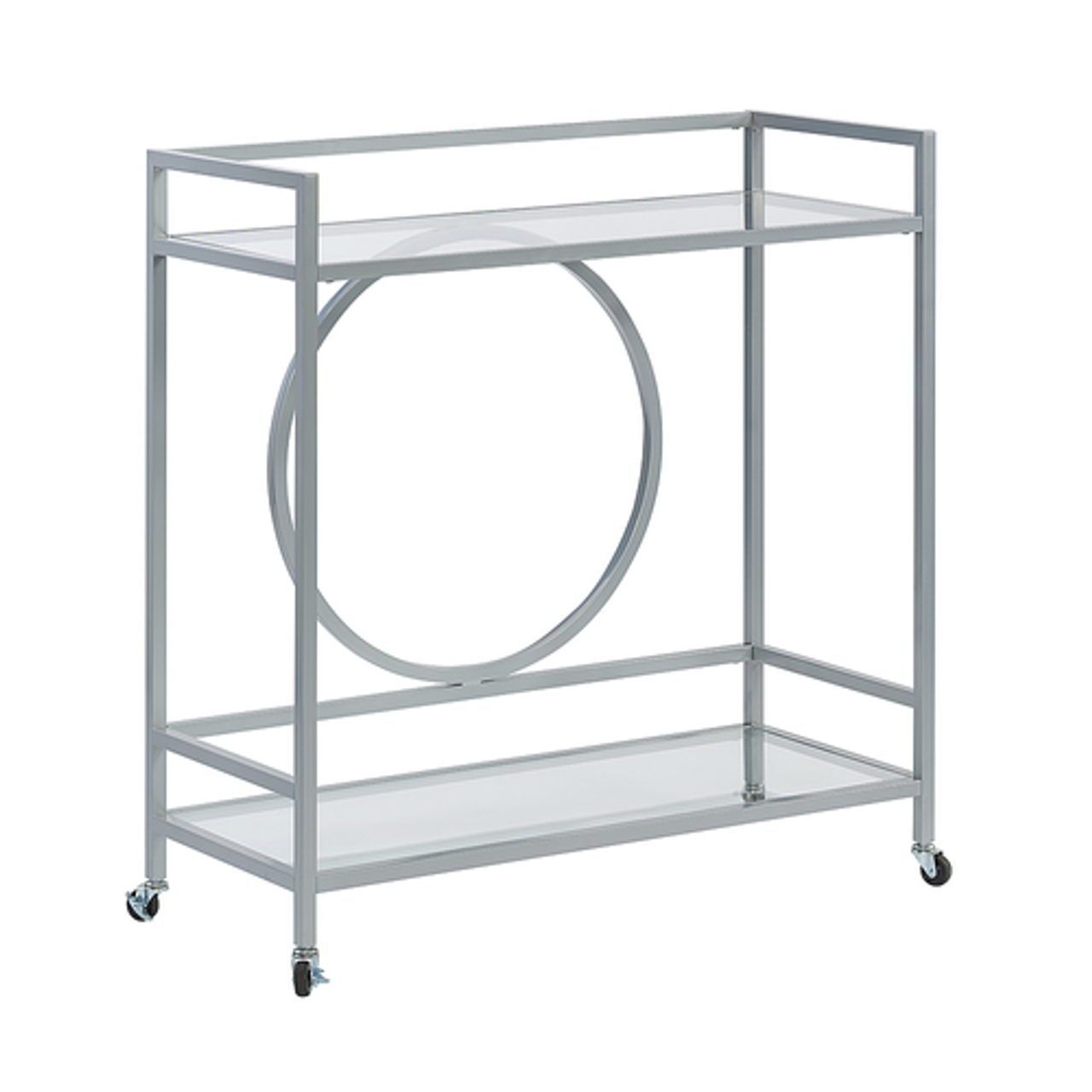 Sauder - Int Lux Bar Cart Silver/glass 3a - Silver