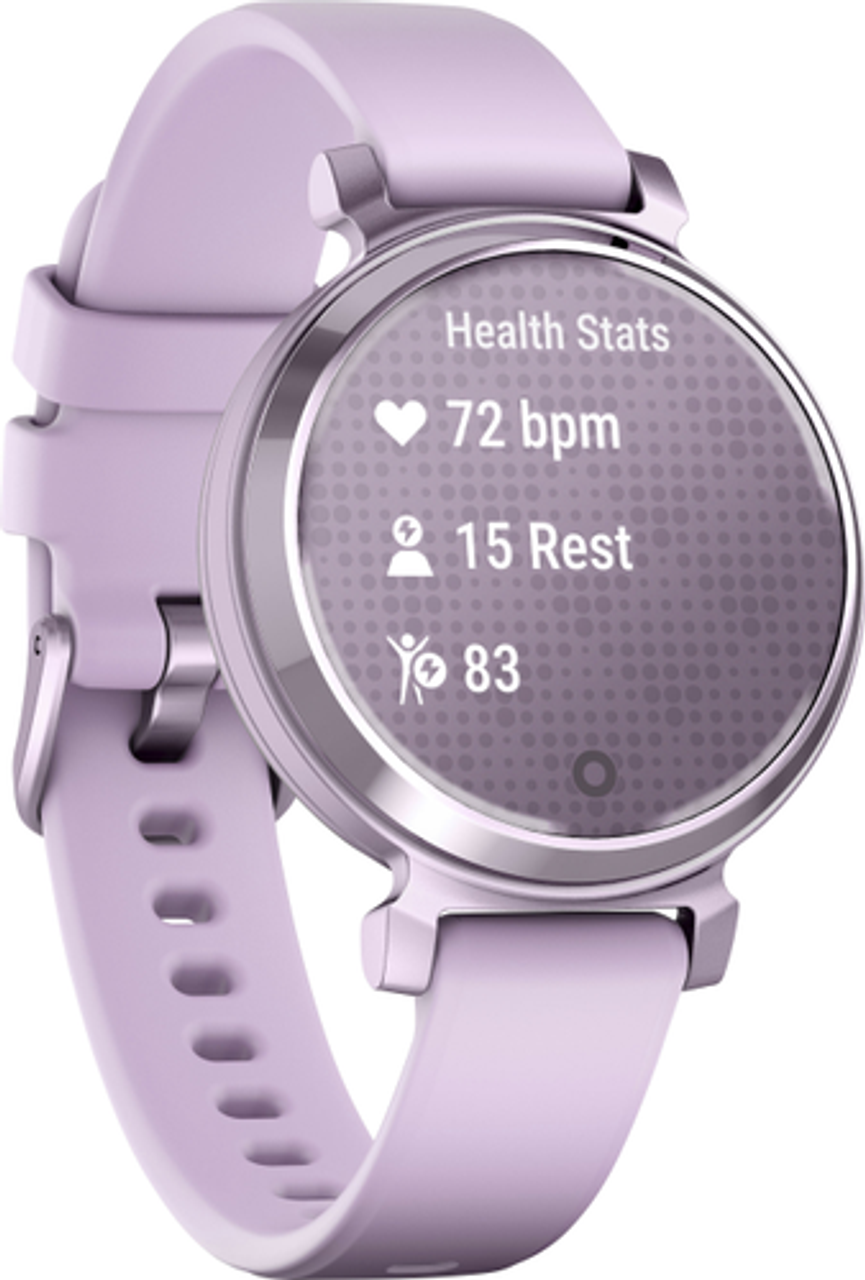 Garmin - Lily 2 Smartwatch 34 mm Anodized Aluminum - Metallic Lilac with Lilac Silicone Band