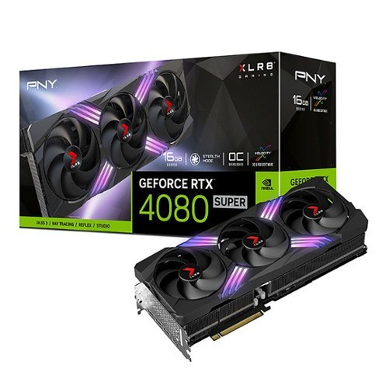 PNY - GeForce RTX 4080 SUPER 16GB XLR8 Gaming VERTO EPIC-X RGB Overclocked Triple Fan Graphics Card DLSS 3 - Black