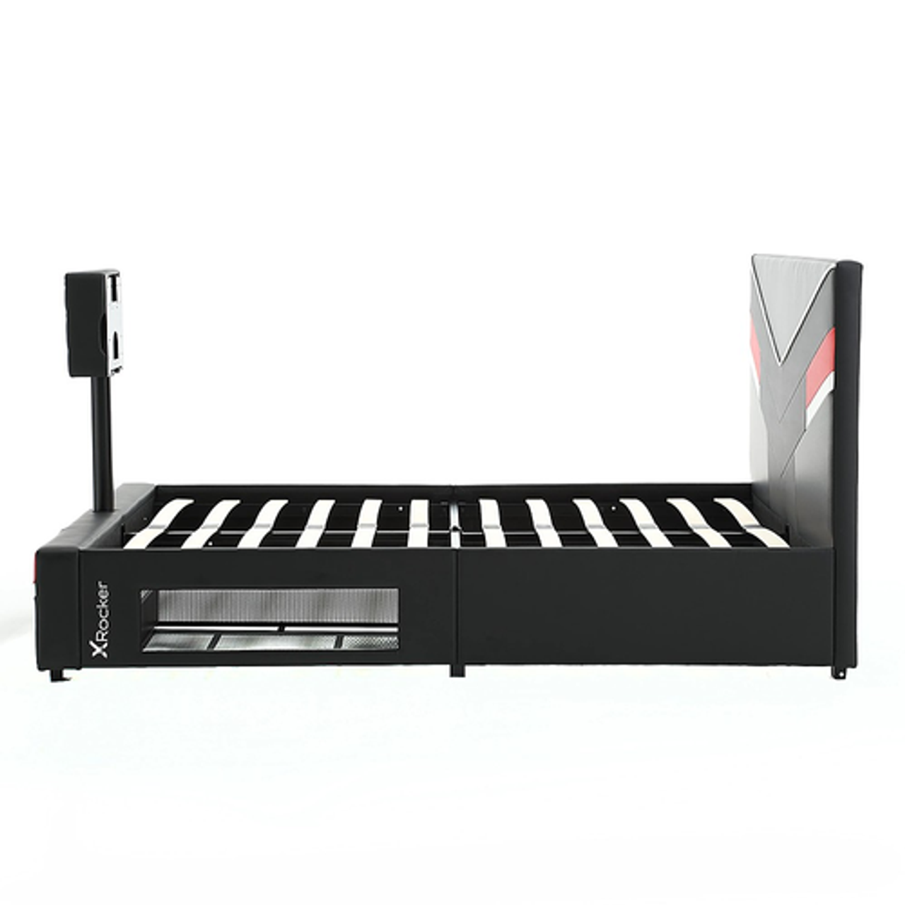 X Rocker - Orion eSports Gaming Bed Frame with TV Mount, Full - Black/Red