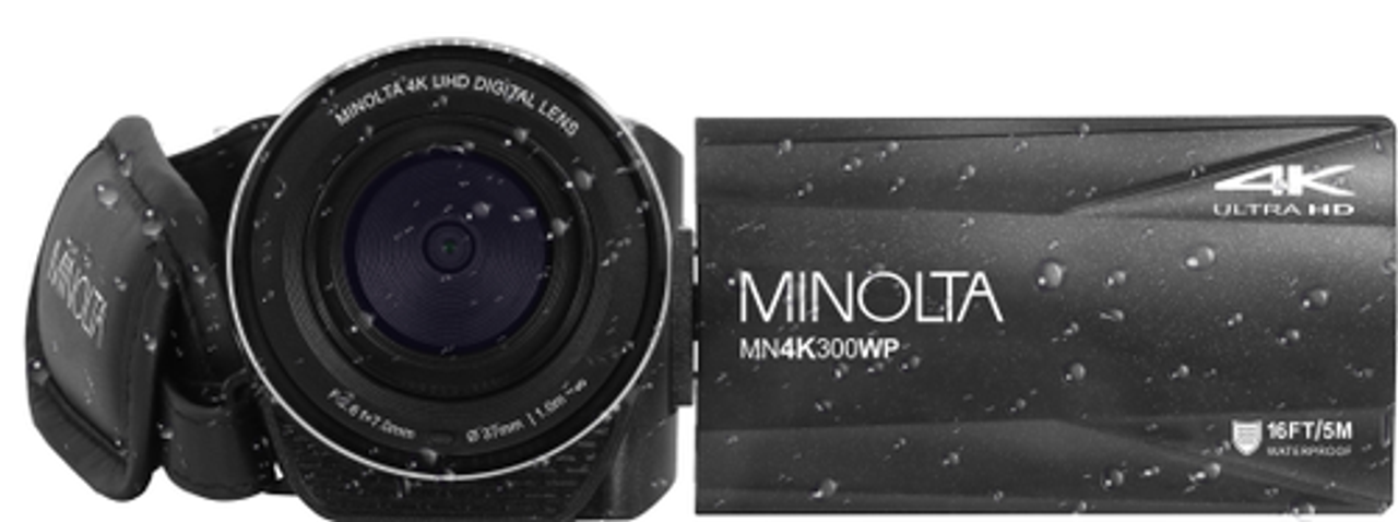 Minolta - MN4K300WP 4K Video 56-Megapixel Waterproof Camcorder - Black