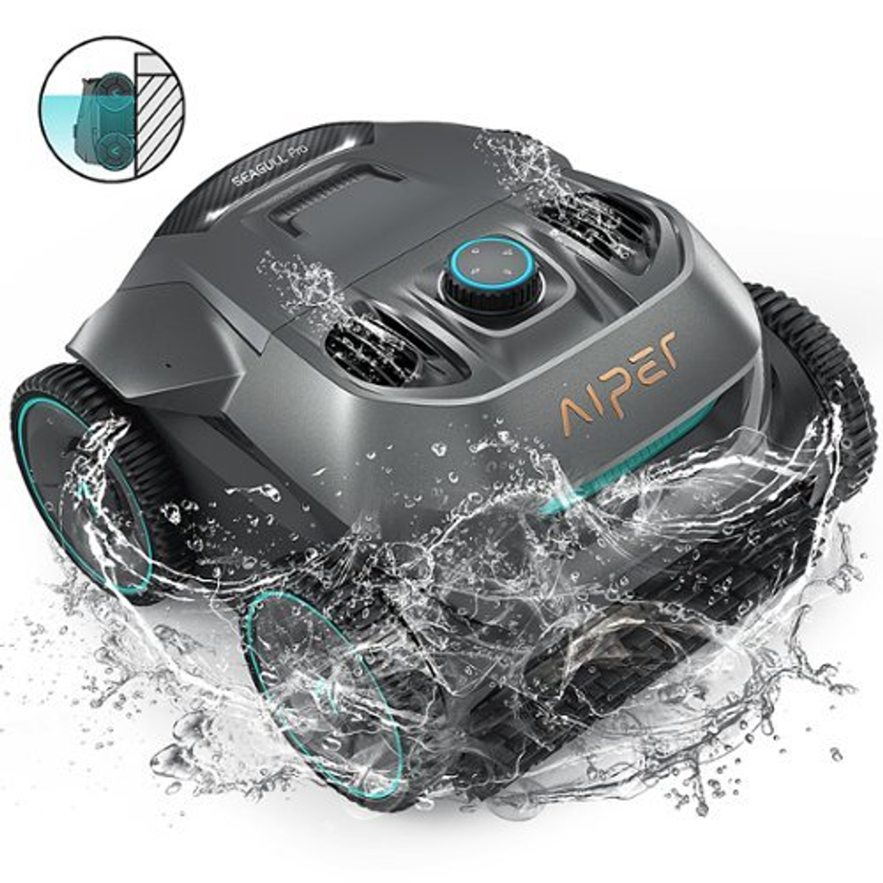 Aiper - SG Pro for In-ground Pools 1600sq.ft, 80GPM Suction Power Cordless Robotic Pool Vacuum - Gray