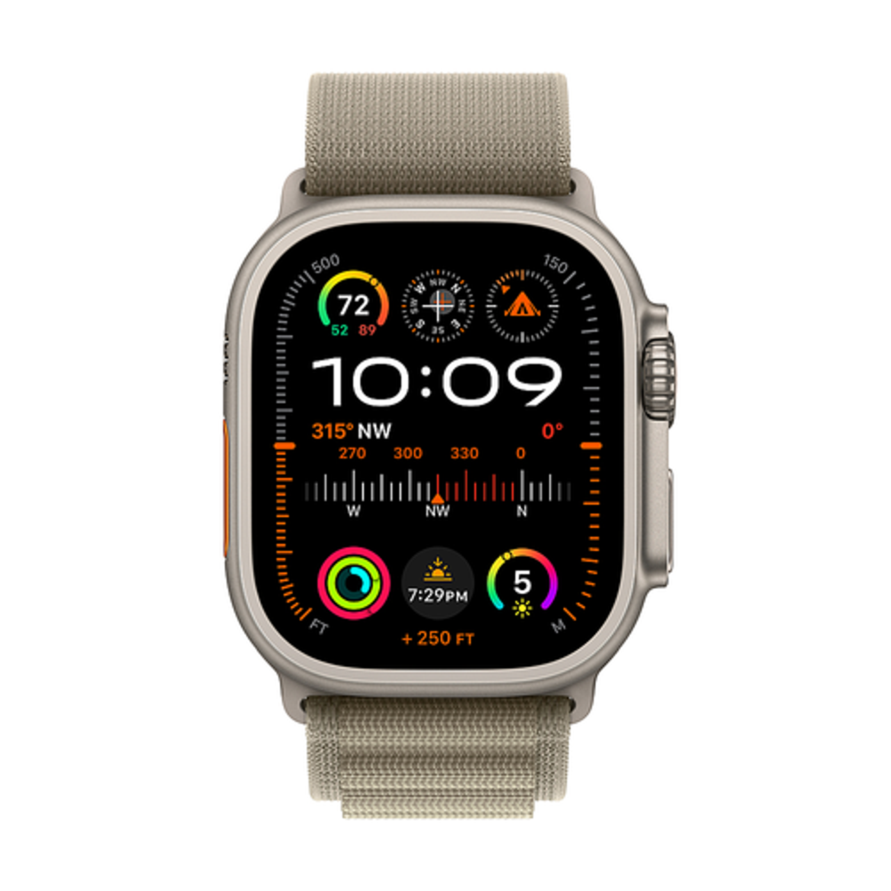 Apple Watch Ultra 2 GPS + Cellular 49mm Titanium Case with Olive Alpine Loop  (Large) - Titanium