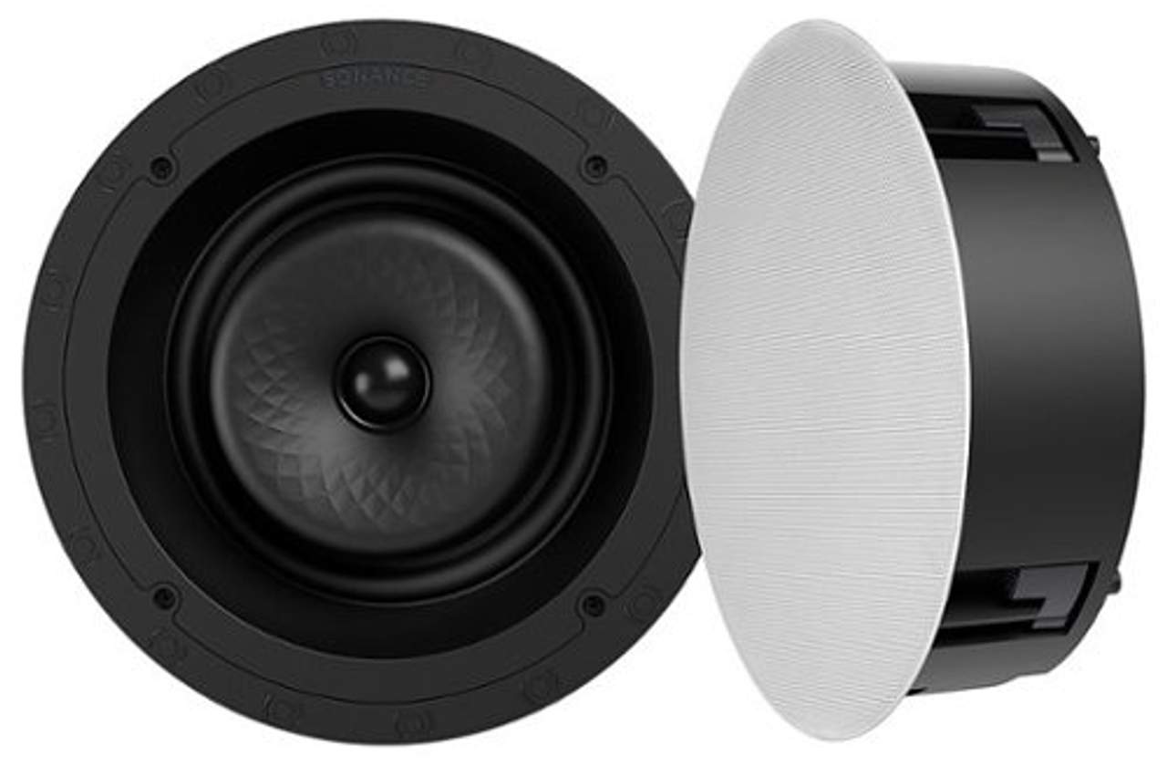 Sonance - VX80R - Visual Experience Series 8" Large Round 2-Way Speakers (Pair) - Paintable White