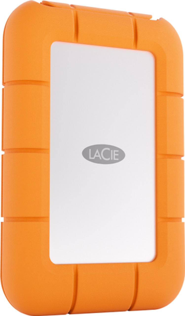 LaCie Rugged Mini SSD 2TB Solid State Drive - USB 3.2 Gen 2x2, speeds up to 2000MB/s (STMF2000400) - Silver and Orange