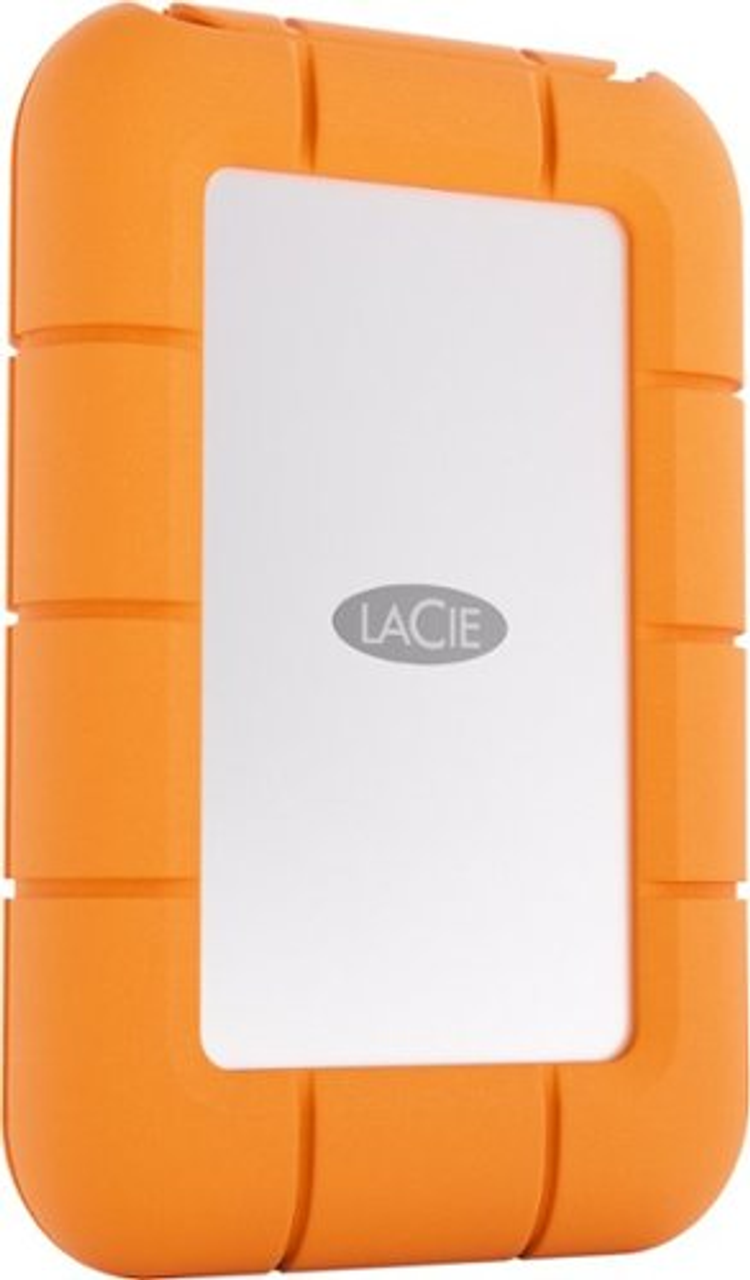 LaCie Rugged Mini SSD 4TB Solid State Drive - USB 3.2 Gen 2x2, speeds up to 2000MB/s (STMF4000400) - Silver and Orange