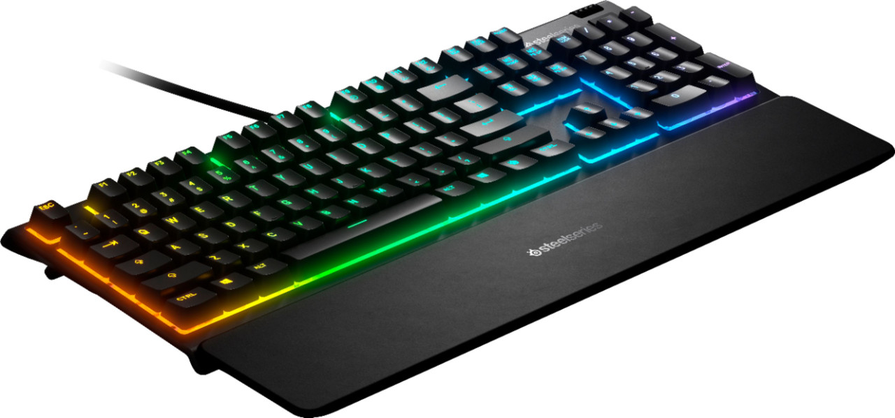 SteelSeries - Apex Wired Whisper Quiet Gaming Switch Keyboard with RGB Back Lighting - Black