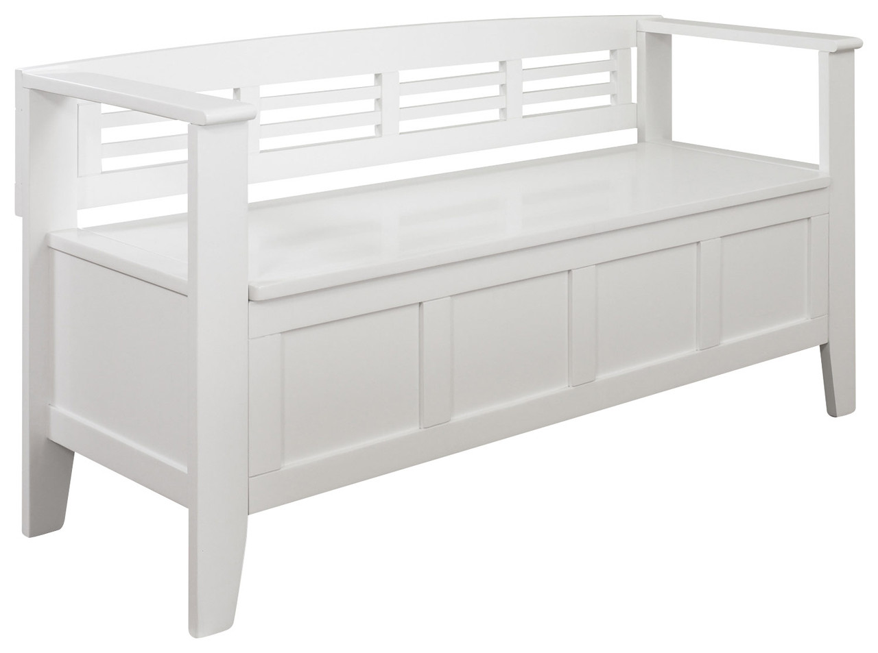 Simpli Home - Adams Entryway Storage Bench With Backrest - White