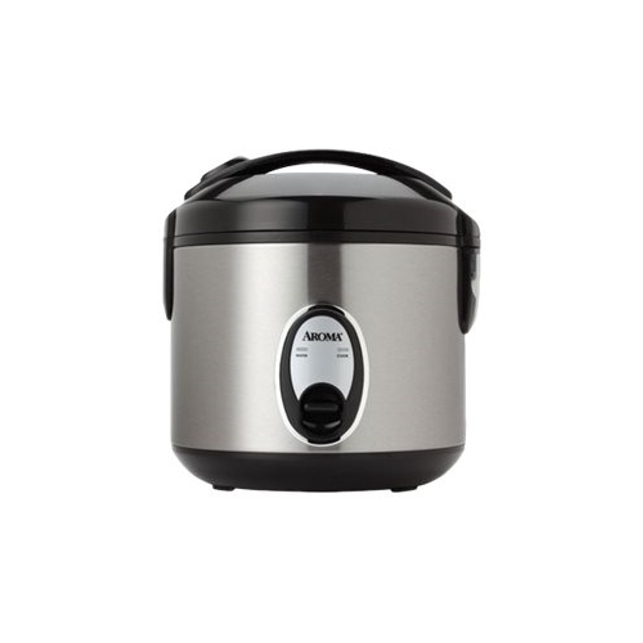 AROMA - 8-Cup Rice Cooker/Steamer - Black/silver