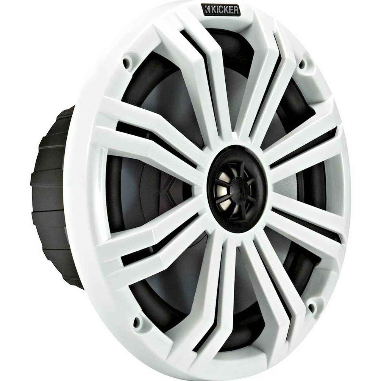 KICKER - KM Series LED 8" 2-Way Car Speakers with Polypropylene Cones (Pair) - Charcoal And White