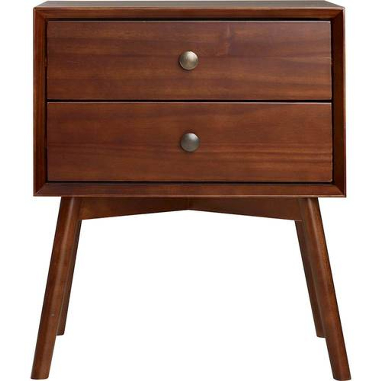 Walker Edison - Mid-Century Solid Wood 2-Drawers Cabinet - Walnut