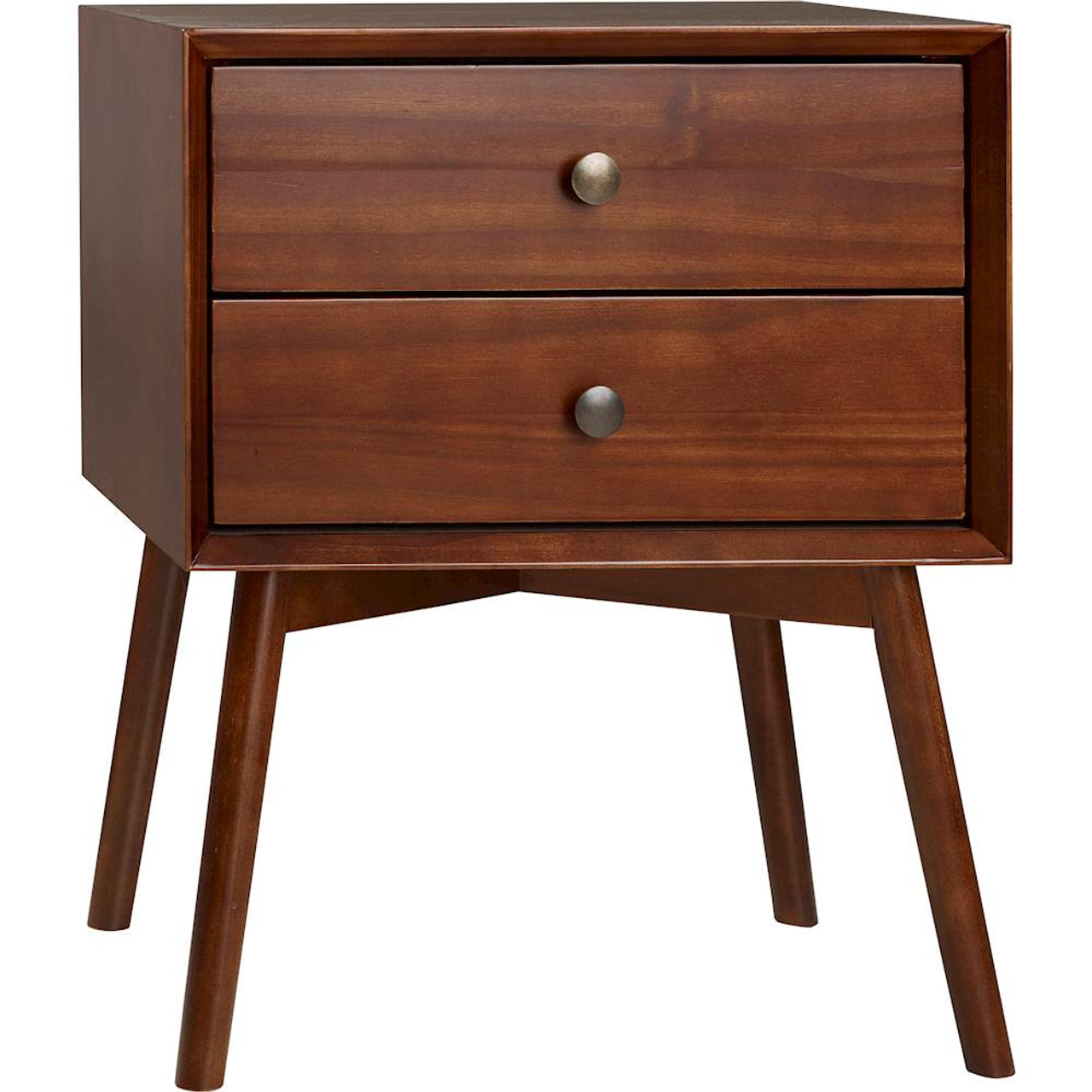 Walker Edison - Mid-Century Solid Wood 2-Drawers Cabinet - Walnut