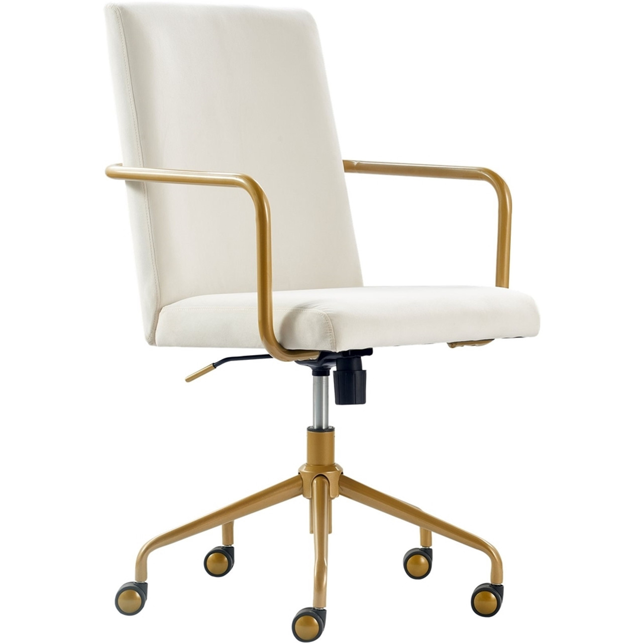 Elle Decor - Giselle Mid-Century Modern Fabric Executive Chair - Gold/Velvet Cream