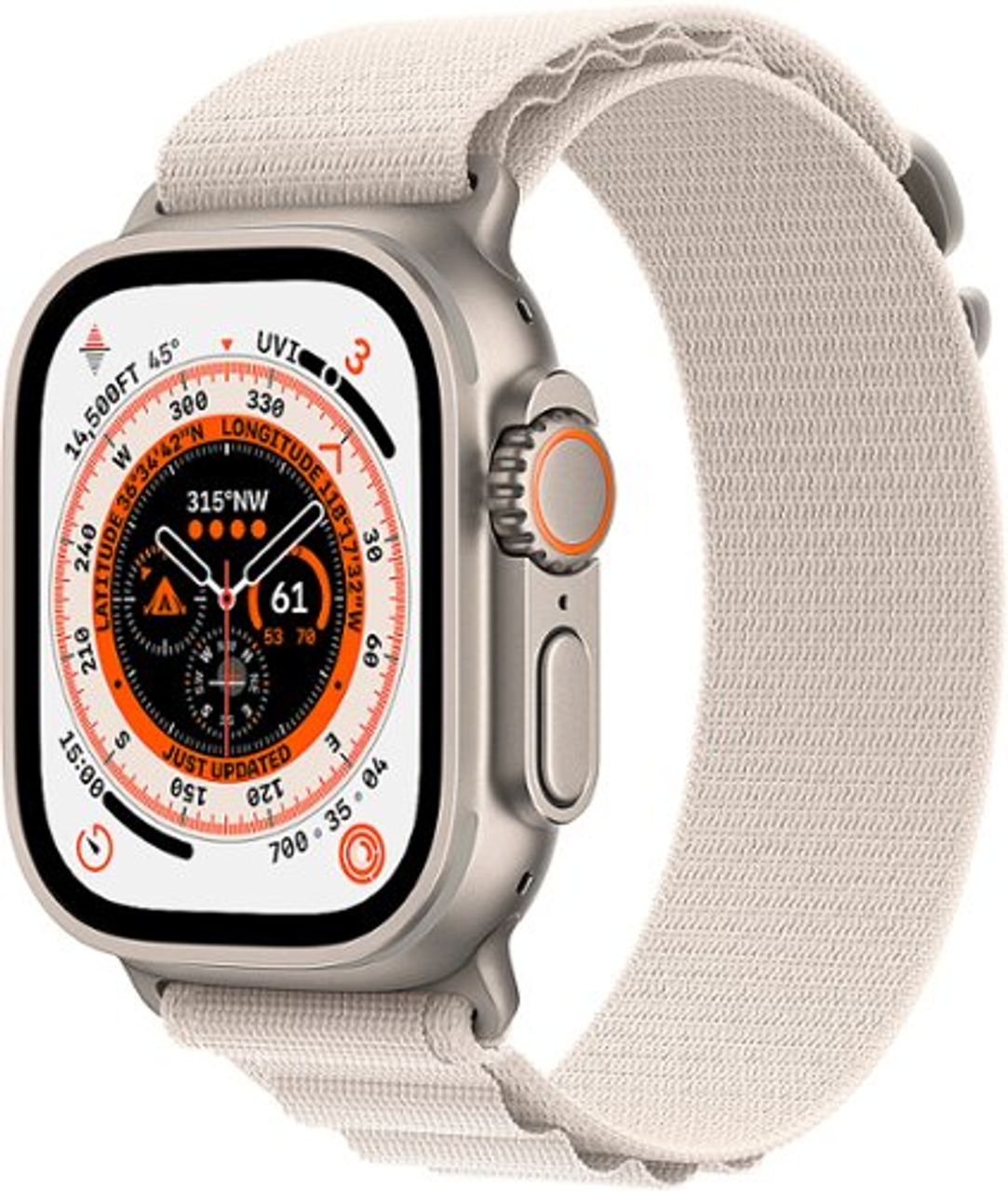 Refurbished Apple Watch Ultra (GPS + Cellular) 49mm Titanium Case with Starlight Alpine Loop - Small - Titanium