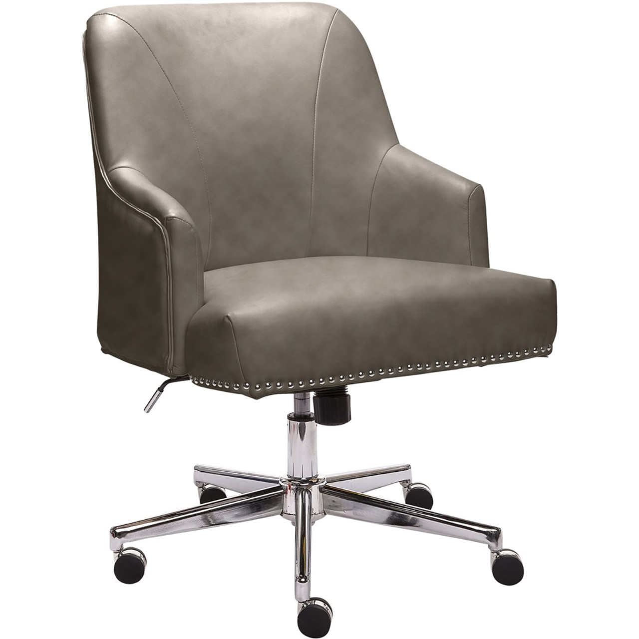 Serta - Leighton Modern Bonded Leather & Memory Foam Home Office Chair - Gray