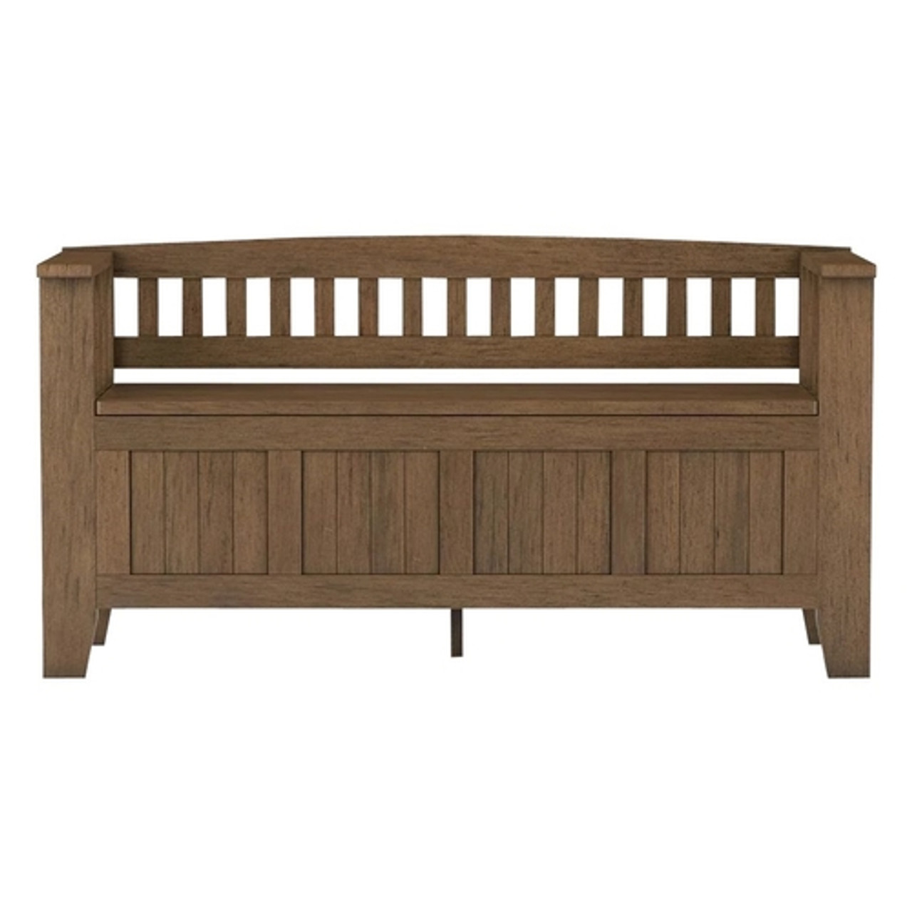 Simpli Home - Acadian Entryway Storage Bench With Backrest - Rustic Natural Aged Brown