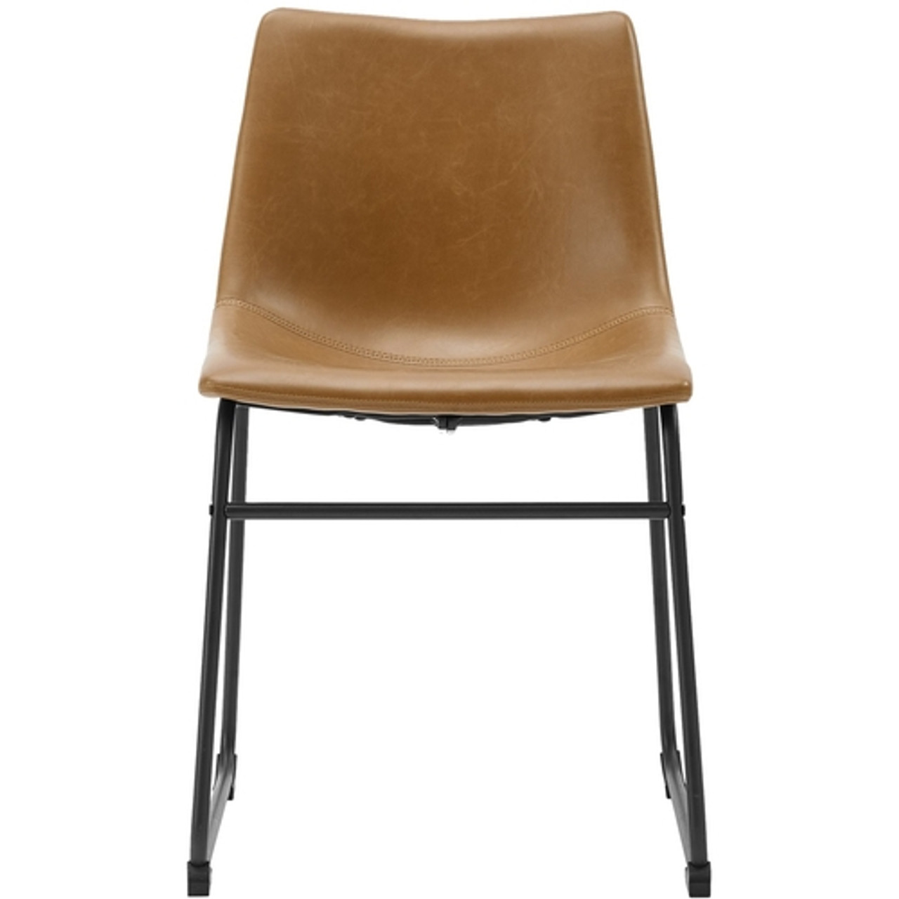 Walker Edison - Industrial Faux Leather Dining Chairs (Set of 2) - Whiskey Brown