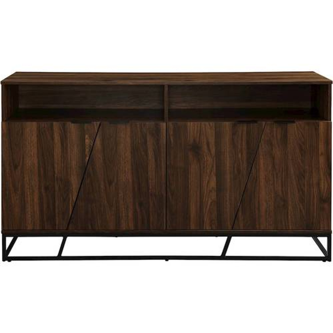 Walker Edison - Contemporary Angled-Door 2-Shelf Sideboard - Dark Walnut