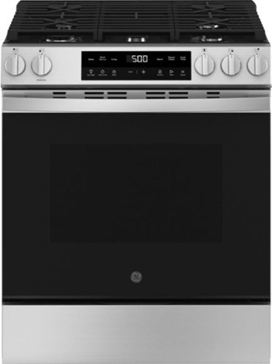 GE - 5.3 Cu. Ft. Slide In Gas Range with Steam Cleaning and Crisp Mode - Stainless Steel